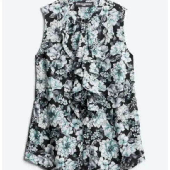 STICH FIX  KARL LAGERFELD PARIS Sakeri Ruffle Detail Blouse XL | Black - Picture 2 of 10